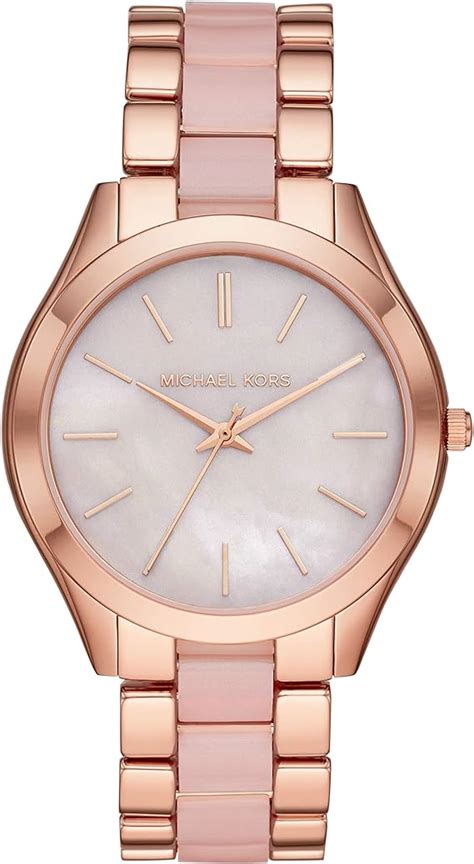 michael kors slim runway brown leather three hand watch|Michael Kors slim runway smartwatch.